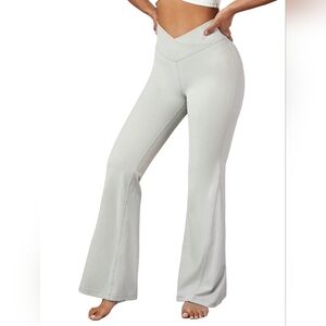 V-Waist Light Gray Boot Cut Yoga Pants